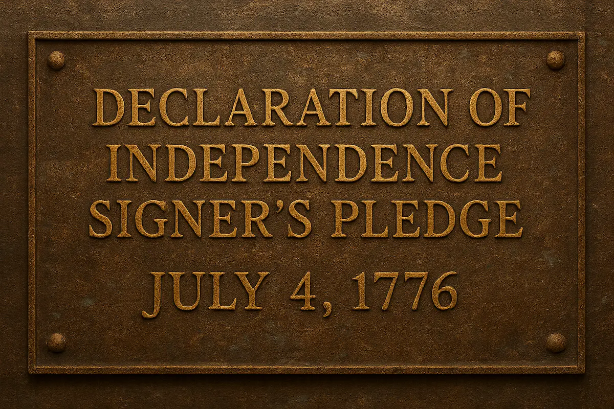Declaration of Independence Signer's Pledge Plaque